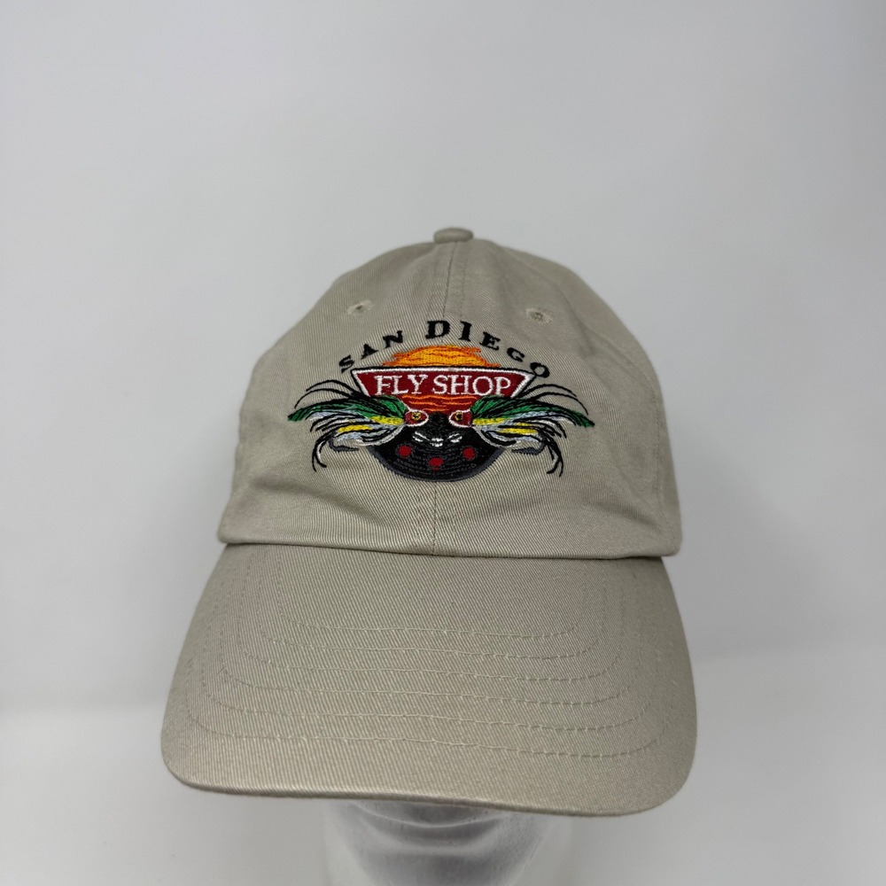 Simms Fishing Products San Diego Fly Shop Khaki Cotton Strapback Dad Hat Cap